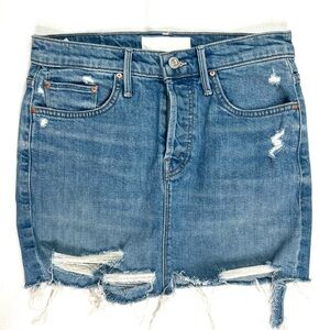 Mother Superior The Vagabond Mini Fray Skirt Button Fly Size 24 Destroyed Bills